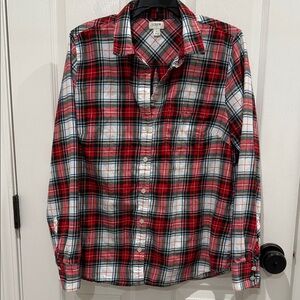 J. Crew Red and White Plaid Button-Down Shirt